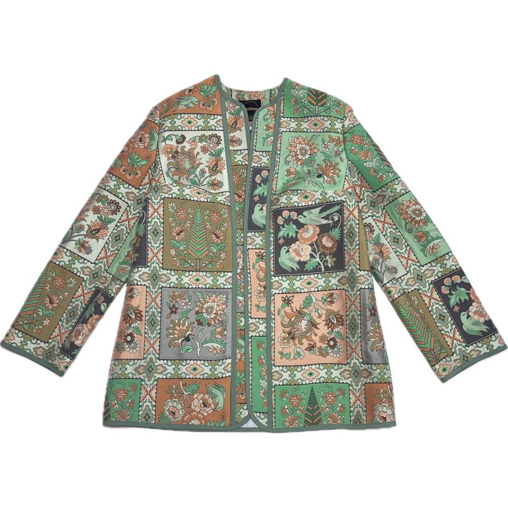 Nahal Amini Handmade Persian Patchwork Floral‎ Bird Open Front Jacket